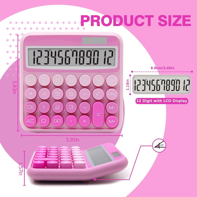UPSIME Gradient Pink Calculator, Big Button Calculator with Large LCD Display, Hot Pink Office Desk Accessory for Offices, Schools, Homes and Businesses - Image 2